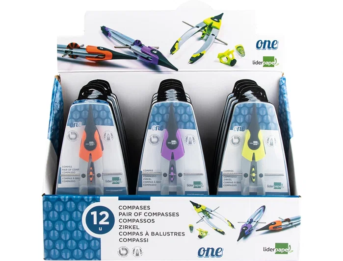 Liderpapel Compás Micrométrico One con Bigotera y Adaptador Universal