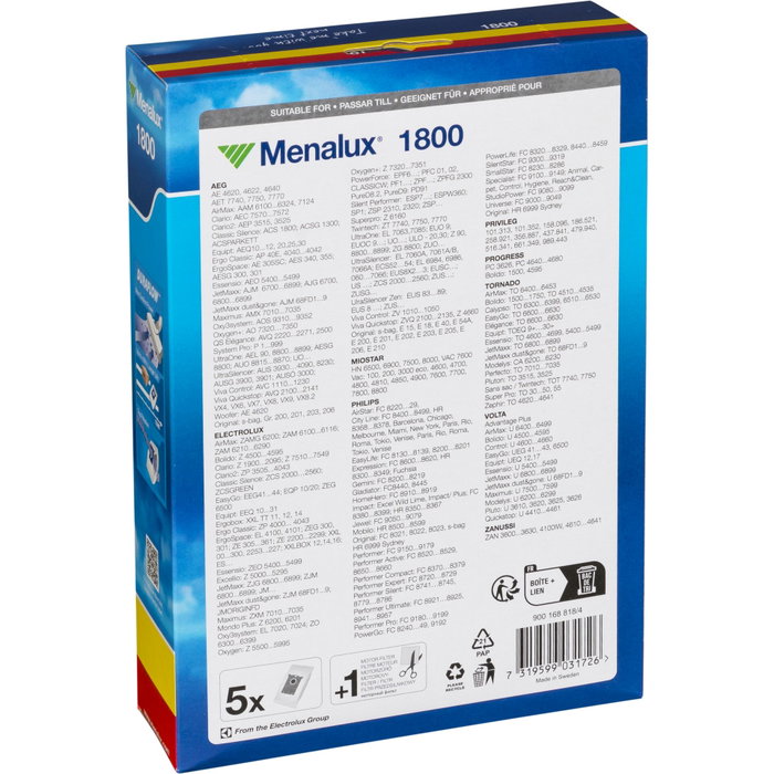 Menalux 1800 Pack de 5 bolsas con microfiltro Menalux 1800 Pack de 5 bolsas con microfiltro