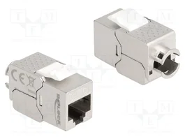 DeLOCK Módulo Keystone RJ45 hembra a LSA Cat.6A Slim sin herramientas, Plata/Blanco