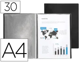 Liderpapel 37925 Carpeta Escaparate con 30 Fundas, Polipropileno, Formato DIN A4, Negro Opaco