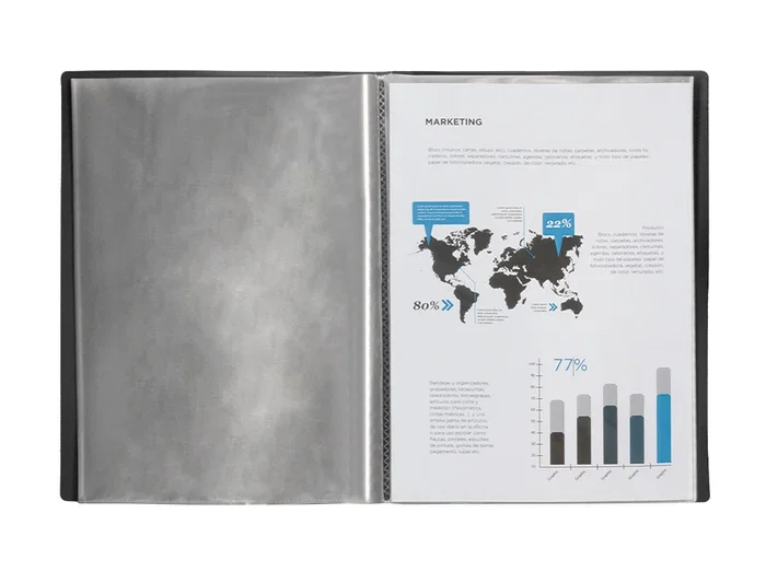 Liderpapel 37925 Carpeta Escaparate con 30 Fundas, Polipropileno, Formato DIN A4, Negro Opaco