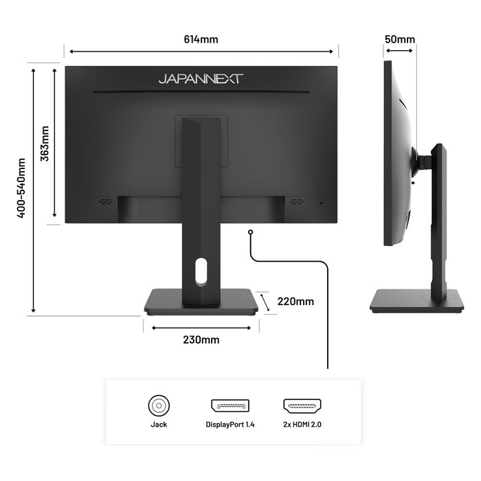 JapanNext JN-27IPS4FLWQHDR-HSP Monitor Gaming 68.6cm (27") WQHD IPS 2560x1440 1ms HDR400 95% DCI-P3 FreeSync 178º Negro