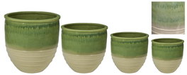 DKD Home Decor Set de 4 Maceteros de Cerámica Vidriada Bicolor 58x58x58 cm