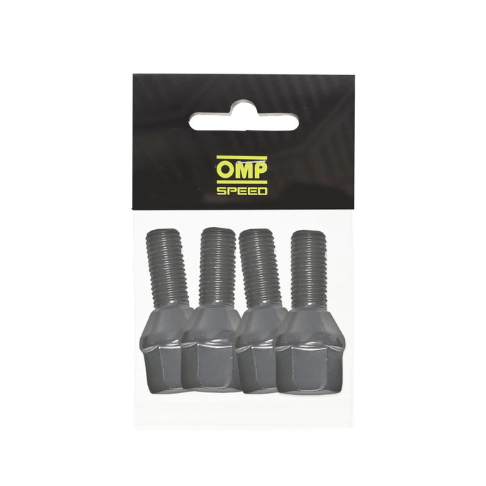 OMP Juego de 4 Tornillos M12X1.5 Cónico Largo 28mm Llave 19 Negro DIN 10.9 OMP Juego de 4 Tornillos M12X1.5 Cónico Largo 28mm Llave 19 Negro DIN 10.9