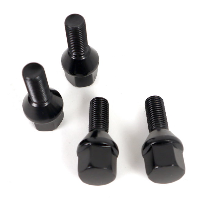 OMP Juego de 4 Tornillos OMPS09551201, M12x1.5, Asiento Cónico, Largo 28 mm, Llave 19, Negro, Acero DIN 10.9, para Llantas