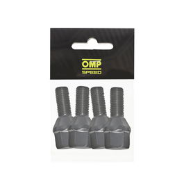 OMP Juego de 4 Tornillos OMPS09551201, M12x1.5, Asiento Cónico, Largo 28 mm, Llave 19, Negro, Acero DIN 10.9, para Llantas