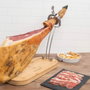 3 Claveles Jamonero plegable con cabezal giratorio y base de bambú