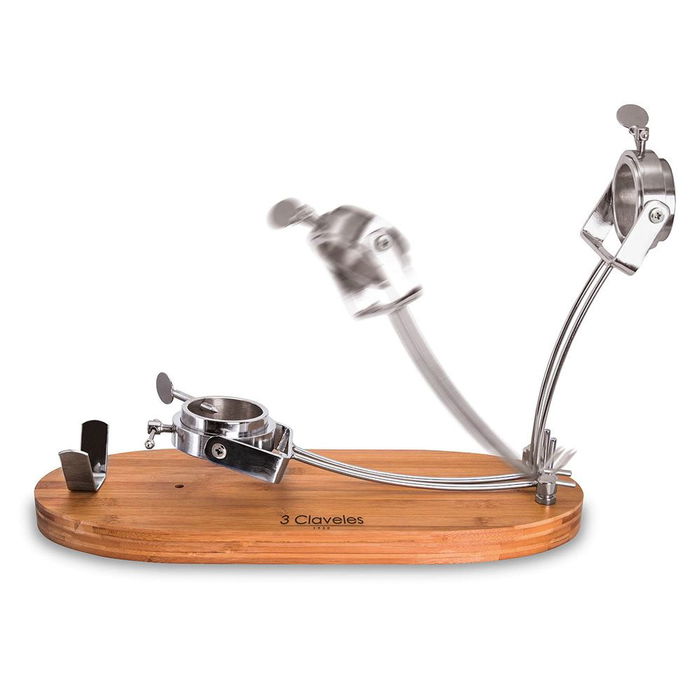 3 Claveles Jamonero Plegable Giratorio Base Madera Bambú 47 x 18,5 x 37 cm Soporte Jamón