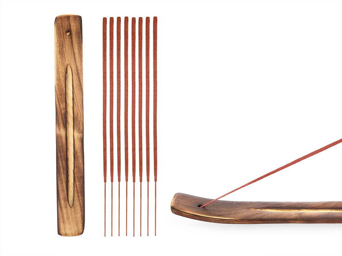 Acorde Set 50 Barras Incienso Soporte Madera Naranja Jeng Dimensiones Soporte 26 x 3 cm Ancho 12 cm Alto 29.5 cm Largo 2 cm (Set de 24)