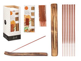 Acorde Set 50 Barras Incienso Soporte Madera Naranja Jeng Dimensiones Soporte 26 x 3 cm Ancho 12 cm Alto 29.5 cm Largo 2 cm (Set de 24)