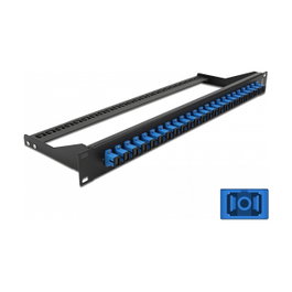 DeLOCK Panel de Parches de Fibra 24 Puertos SC Simplex Montaje en Rack 1U, Negro/Azul, 482.6 mm, Referencia: 19? LWL Patchpanel 24 Port SC Simplex blau