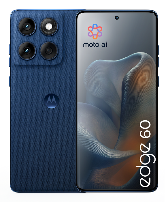 Motorola edge 60 Smartphone 5G, Pantalla 6.67" P—OLED 120Hz, 12GB RAM + 512GB, Triple Cámara 50MP, Procesador MediaTek Dimensity 7300, Batería 5200mAh, Android 15, Color Azul