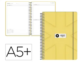 Antartik Agenda Escolar 26-27 Espiral Dia Página A5+ Amarillo Papel FSC 80g Bilingüe con Gomilla