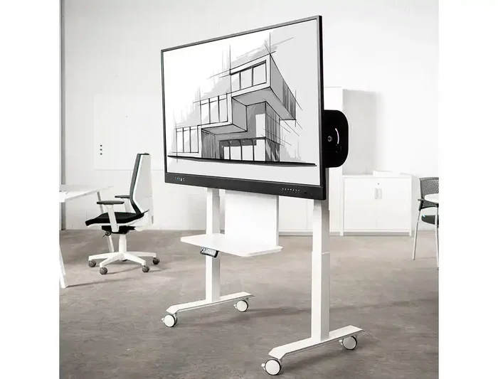 Rocada Soporte Móvil para Monitores Interactivos 65-86 Pulgadas, Estructura de Acero con Ruedas y Freno, Altura Regulable Eléctricamente