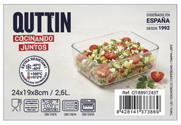 Inde Fuente rectangular con tapa, 24 cm x 19 cm x 8 cm, 2.6 Litros, ideal para horno y servir (4 Unidades)