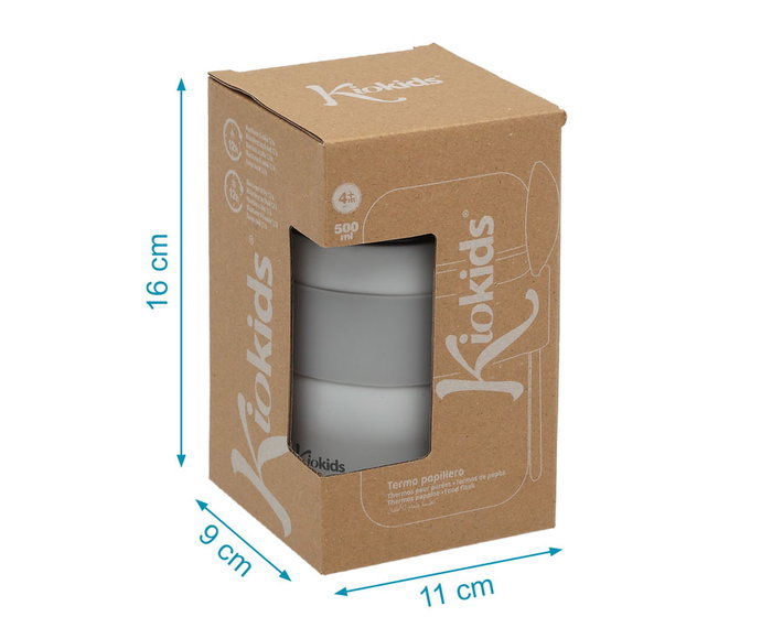 KioKids Termo Papillero De Acero Inoxidable Gris 500 mL - Mantiene Temperatura 12h KioKids Termo Papillero De Acero Inoxidable Gris 500 mL - Mantiene Temperatura 12h