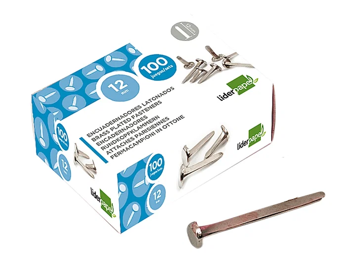 Liderpapel Encuadernadores Niquelados n.8 40 mm Caja de 100 Unidades