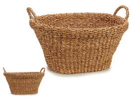 Giftdecor Cesto Asa Ovalado Gra Borde 58 x 34 x 42 cm de Alga de Mar Marron 32 L (Set de 6)