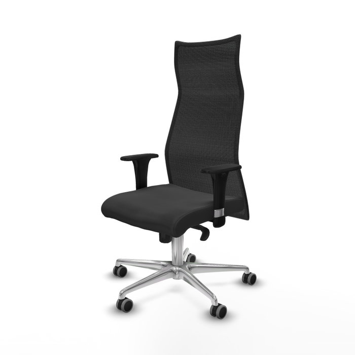PIQUERAS Y CRESPO Sillón Albacete con mecanismo Sincro, similpiel Gris oscuro y malla Negro
