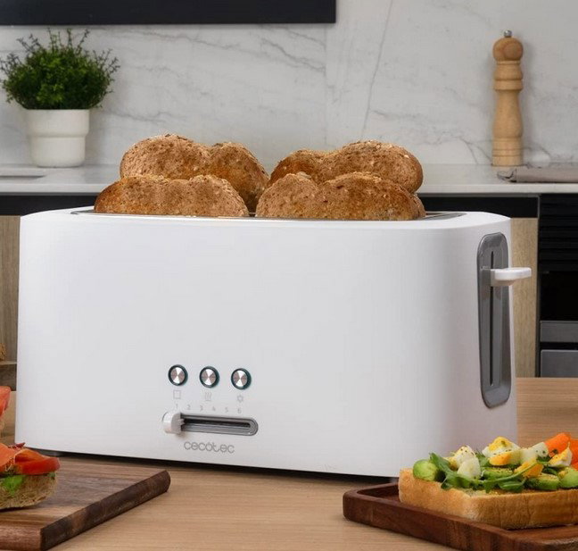 CECOTEC Tostadora Toast&Taste 16000 Extra White de 4 rebanadas