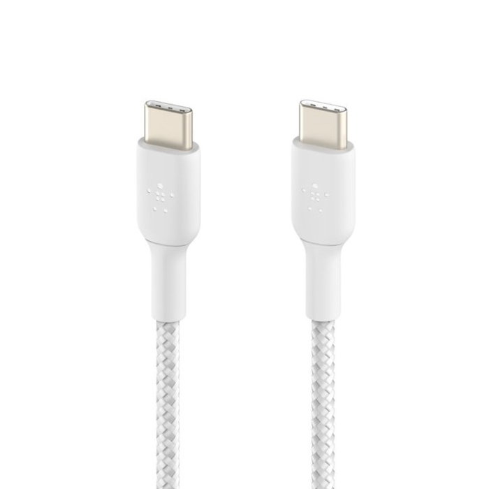 Belkin Cable CAB004BT1MWH USB-C a USB-C 1m Trenzado Blanco Certificado USB-IF - Boost Charge
