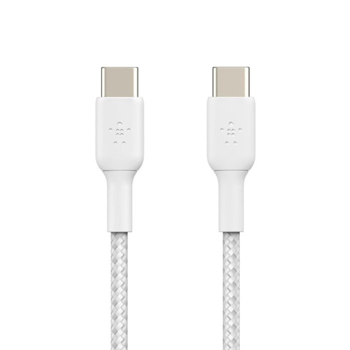 Belkin Cable CAB004BT1MWH USB-C a USB-C 1m Trenzado Blanco Certificado USB-IF - Boost Charge