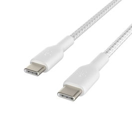 Belkin Cable CAB004BT1MWH USB-C a USB-C 1m Trenzado Blanco Certificado USB-IF - Boost Charge