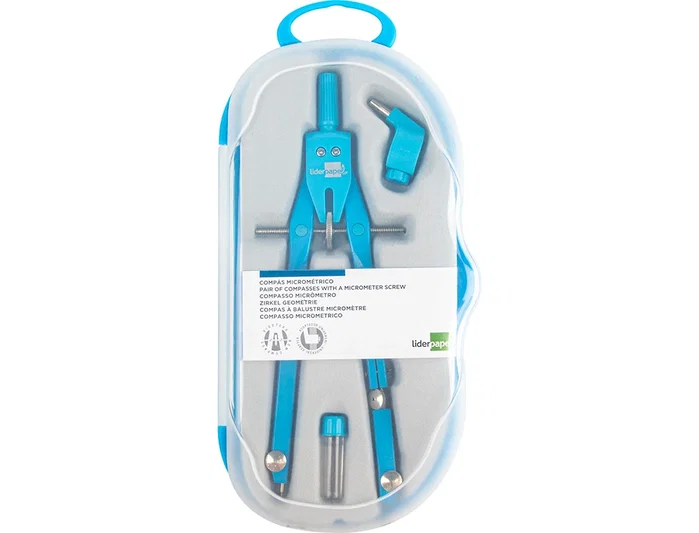 Liderpapel Compás Micrométrico con Adaptador, Articulado, Minos 2mm, Colores Surtidos, Longitud 17cm