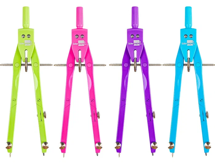 Liderpapel Compás Micrométrico con Adaptador, Articulado, Minos 2mm, Colores Surtidos, Longitud 17cm