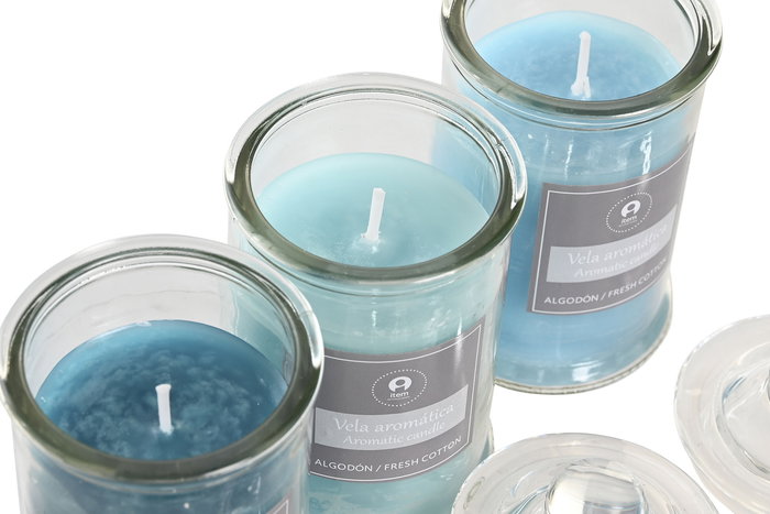 DKD Home Decor Vela Basicos Azul Verde 6 x 11 x 6 cm (12 Unidades) 28h Duración Cristal