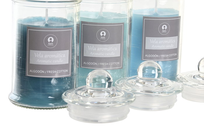 DKD Home Decor Vela Basicos Azul Verde 6 x 11 x 6 cm (12 Unidades) 28h Duración Cristal