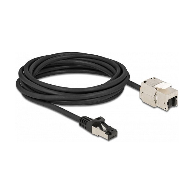 DeLOCK Cable RJ45 macho a módulo Keystone RJ45 hembra Cat.6A 5 m negro