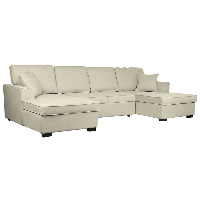 DKD Home Decor Sofá Cama en Poliéster Arena 298x154x92 cm