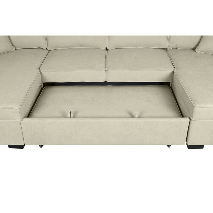 DKD Home Decor Sofá Cama en Poliéster Arena 298x154x92 cm