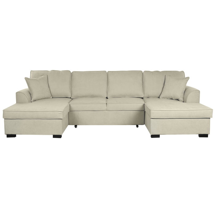 DKD Home Decor Sofá Cama en Poliéster Arena 298x154x92 cm