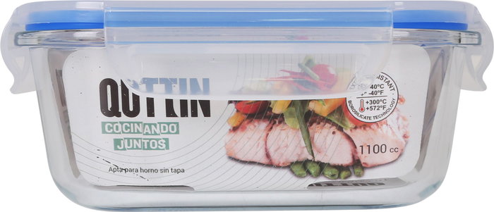 Quttin Fiambrera Cuadrada Hermética 1.1 L (Pack de 6 Unidades)
