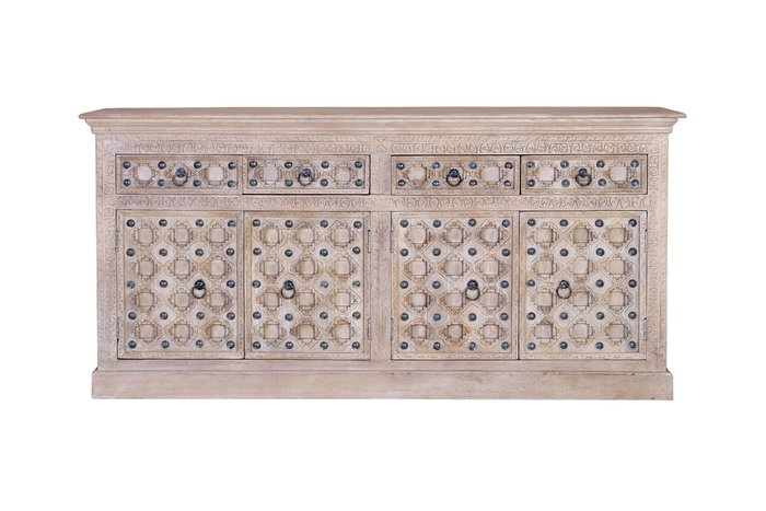 Giner y Colomer Aparador Madera de Mango Natural 190 cm 4 Puertas 4 Cajones