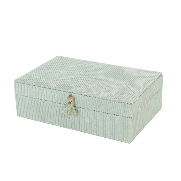 Caja-Joyero Versa Verde Poliéster Cartón Espejo 16 x 7,8 x 25 cm