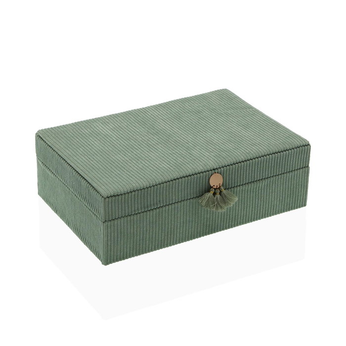 Caja-Joyero Versa Verde Poliéster Cartón Espejo 16 x 7,8 x 25 cm Caja-Joyero Versa Verde Poliéster Cartón Espejo 16 x 7,8 x 25 cm