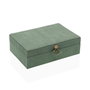 Caja-Joyero Versa Verde Poliéster Cartón Espejo 16 x 7,8 x 25 cm