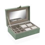 Caja-Joyero Versa Verde Poliéster Cartón Espejo 16 x 7,8 x 25 cm