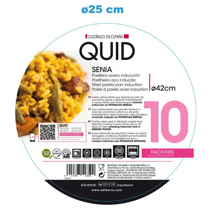 Paellera 10 Raciones Senia Quid 42 cm Paellera 10 Raciones Senia Quid 42 cm