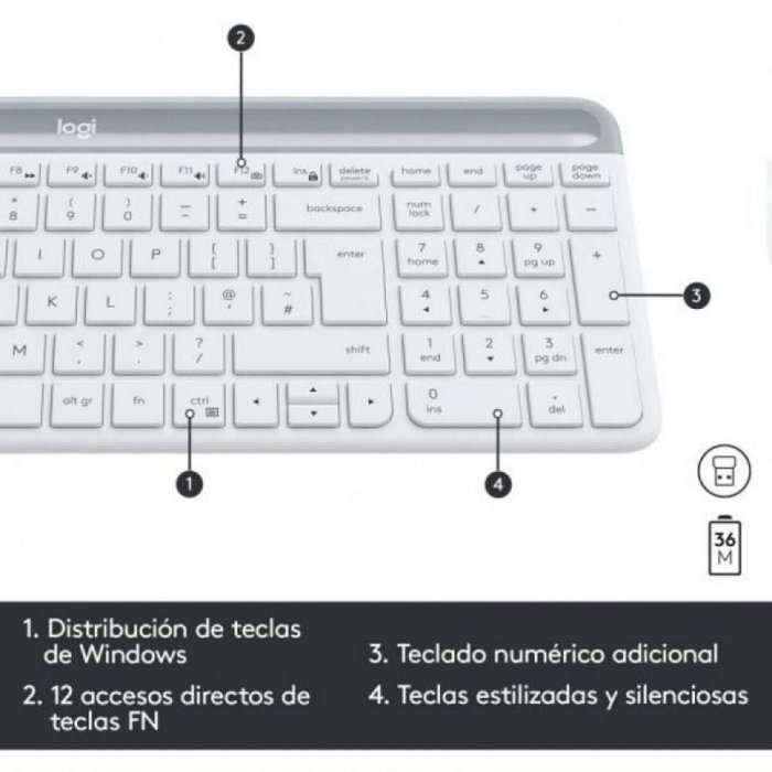 Logitech MK470 Combo Teclado Español y Ratón Inalámbrico Blanco Logitech MK470 Combo Teclado Español y Ratón Inalámbrico Blanco