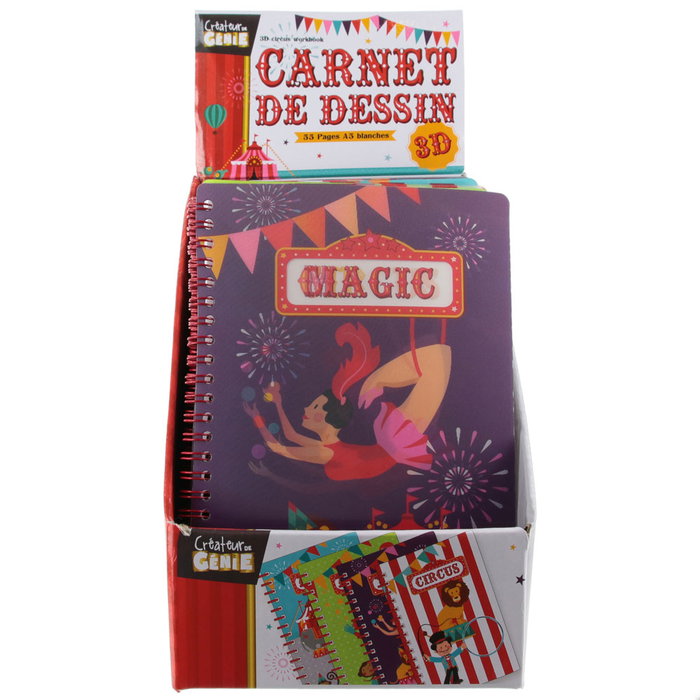 Jeux 2 momes Libreta 3D Dina5 55 Piezas Espiral CIRCUS con Efecto 3D Modelos Surtidos Jeux 2 momes Libreta 3D Dina5 55 Piezas Espiral CIRCUS con Efecto 3D Modelos Surtidos