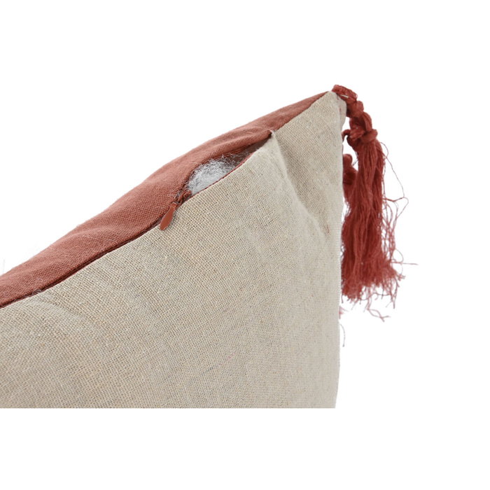 DKD Home Decor Cojín de Algodón Reciclado con Flecos Terracota DKD Home Decor Cojín de Algodón Reciclado con Flecos Terracota