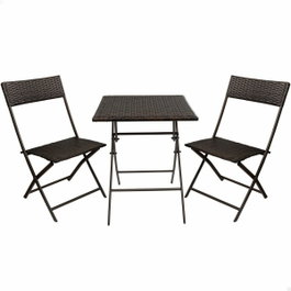 Color Baby Conjunto de mesa cuadrada plegable (60x72 cm) + 2 sillas de ratán (44x83,5 cm) Aktive