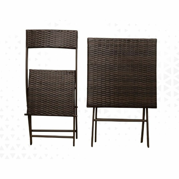 Color Baby Conjunto de mesa cuadrada plegable (60x72 cm) + 2 sillas de ratán (44x83,5 cm) Aktive