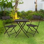 Color Baby Conjunto de mesa cuadrada plegable (60x72 cm) + 2 sillas de ratán (44x83,5 cm) Aktive