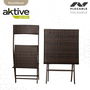 Aktive Conjunto Mesa Cuadrada Plegable 60x72 cm y 2 Sillas Ratán 44x83.5 cm Acero