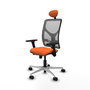 PIQUERAS Y CRESPO Silla de oficina Motilla con mecanismo Sincro/Traslack, Tela Naranja y Malla Gris